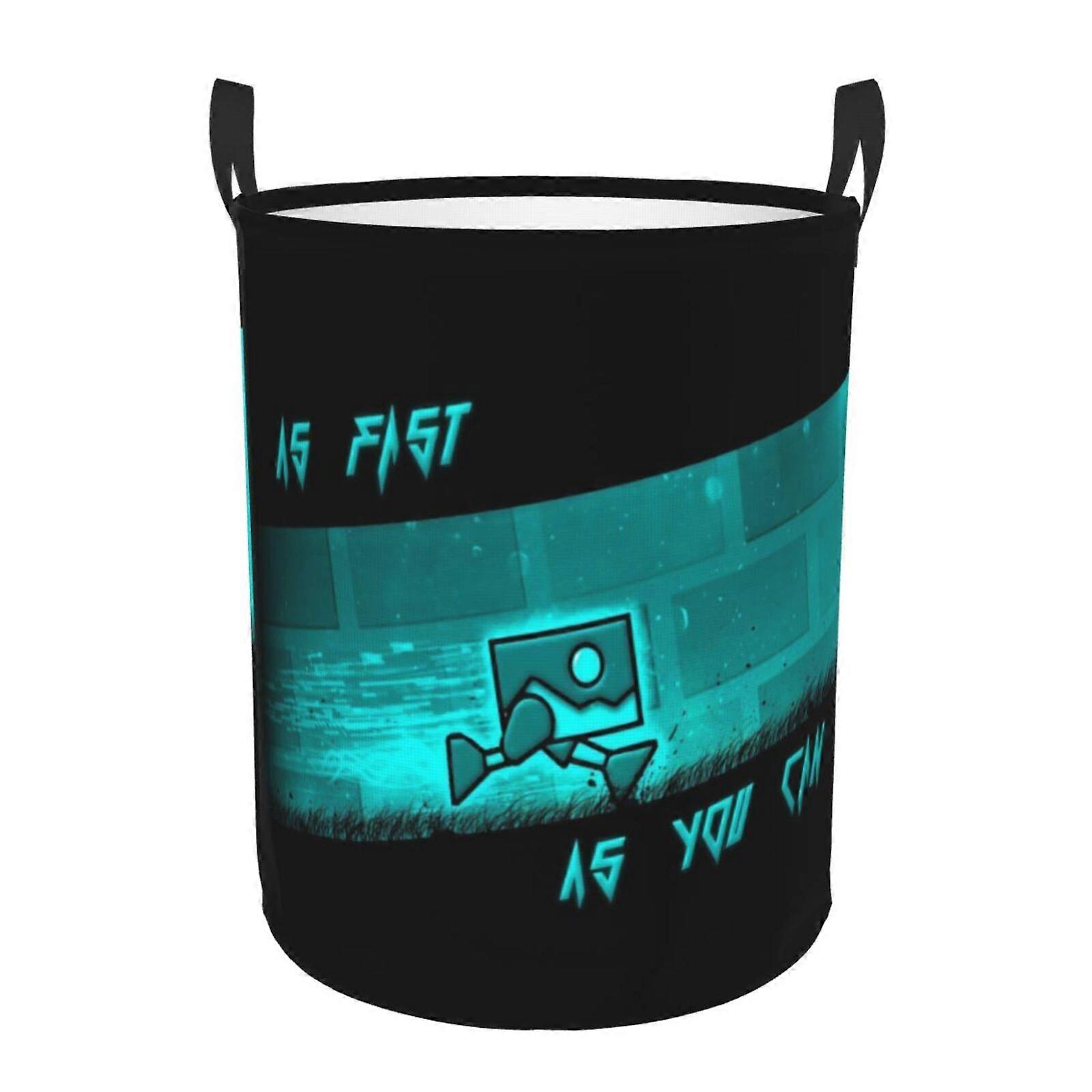 Geometry Dash 3d Graphic Flame Laundry Basket Fire Flame Clothes Hamper Storage With Handle-SYS29146