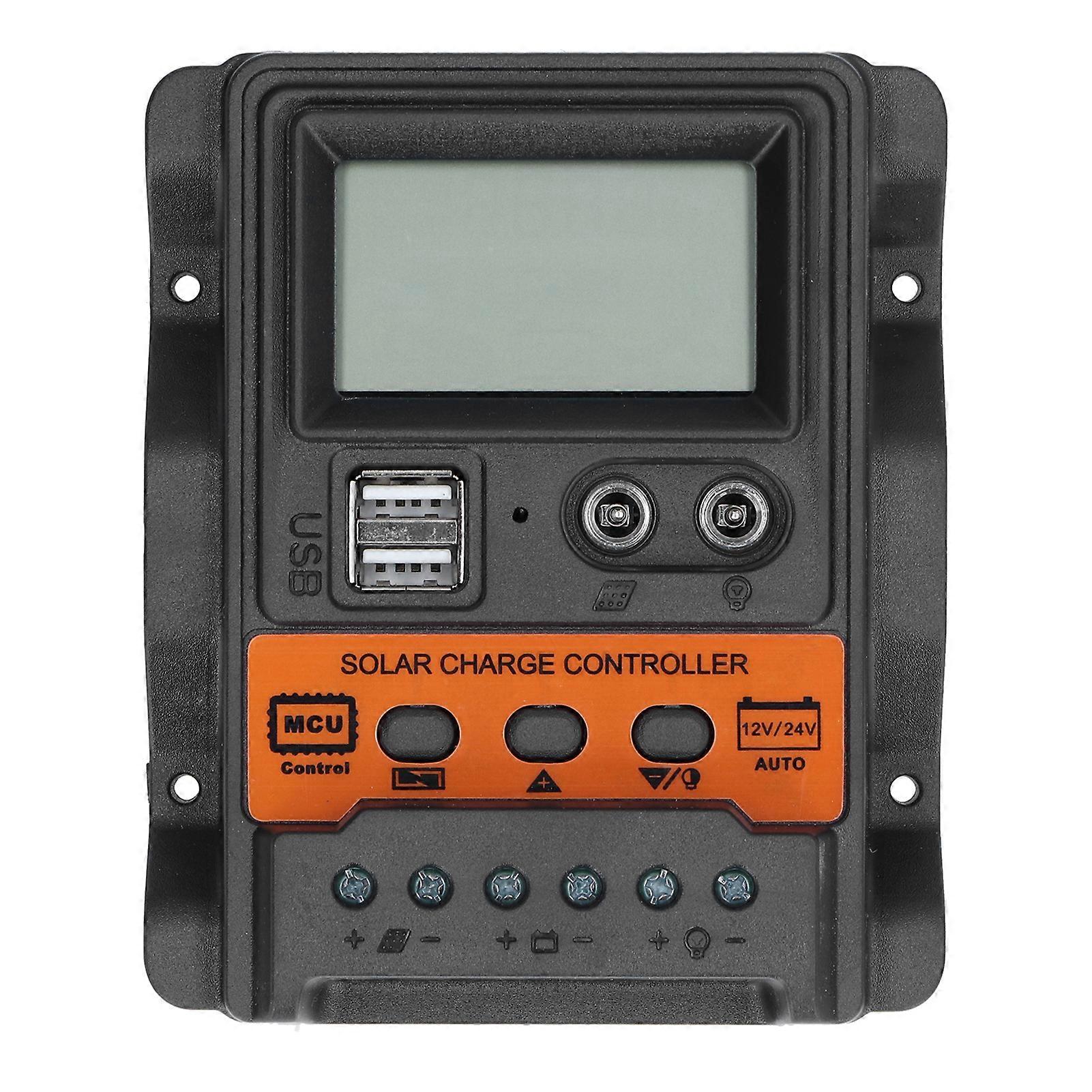 Solar Charge Controller LCD Display Double USB DC 12V?24V Discharge Control Regulator30A