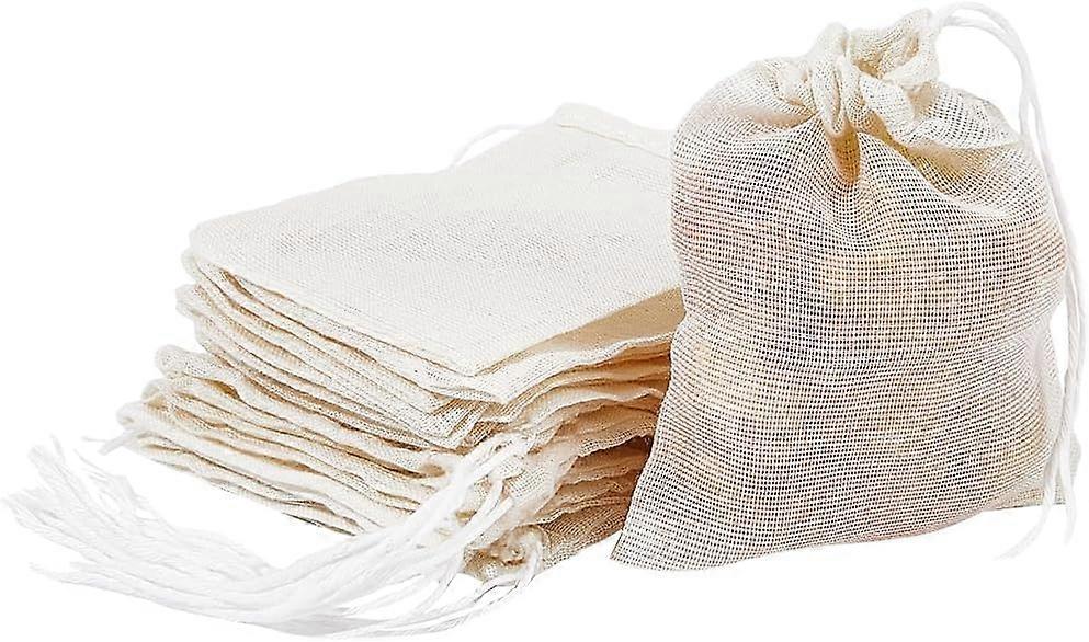 25Pcs Cotton Filter Bags Reusable Produce Bags Drawstring Muslin Bags with Drawstring for Spice Tea Coffee (1.3 x 2.6inch)