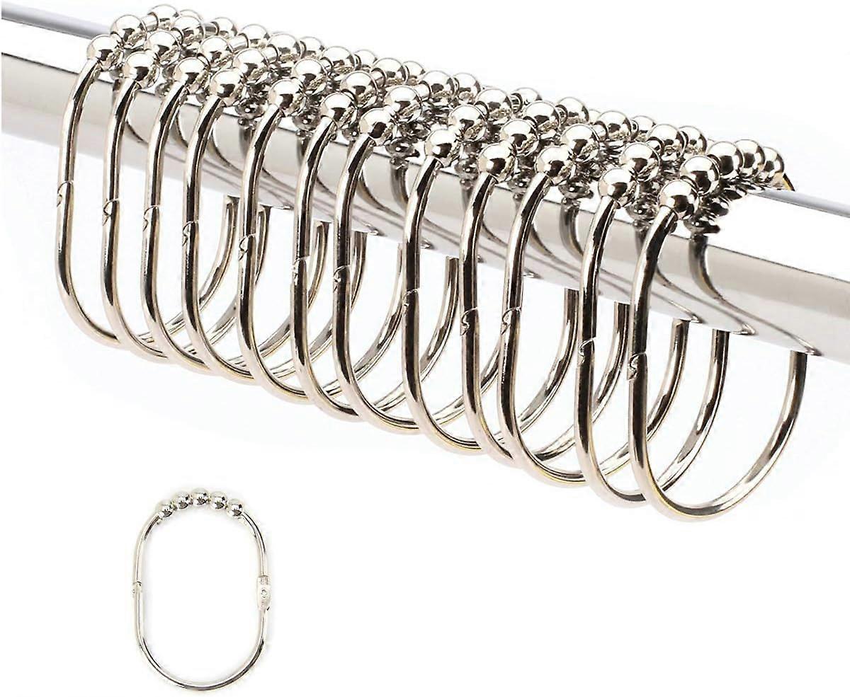 ワイドシャワーカーテンリングフック、ステンレス鋼12個セット(ブラック)