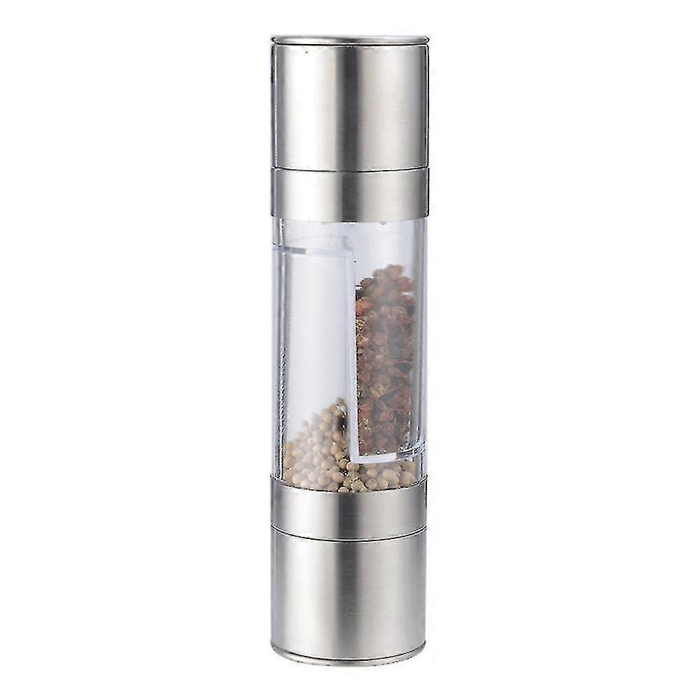 Stainless Steel Pepper Mill Grinder Black Pepper Double-head Manual Quick Grinder Grinding Bottle(middle Split Double Head)