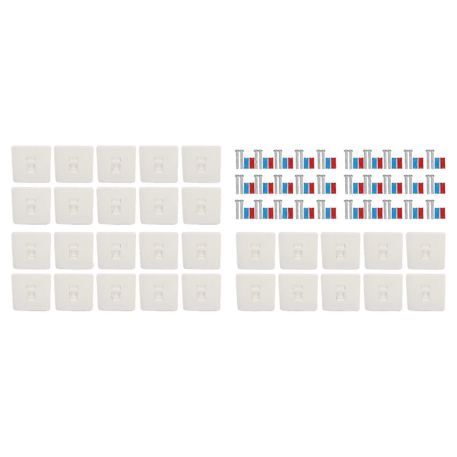 30Pcs Ethernet Wall Plate 1 Port RJ45 RJ11 Network Wall Outlet Jack for Wiring Connection