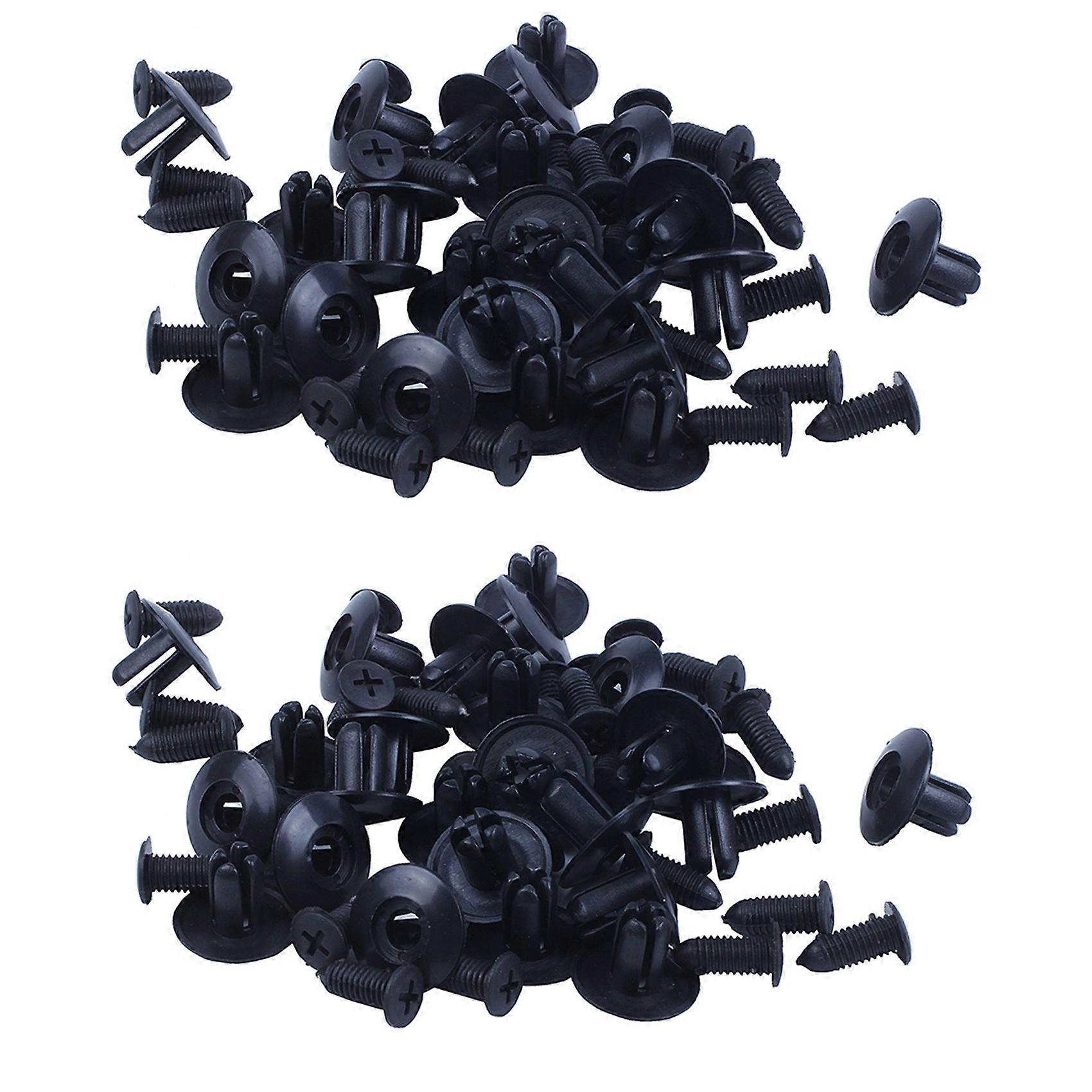 50 Pcs En Plastique Push in Pare-chocs Fender Porte Rivets Clip 8mm Trou Noir