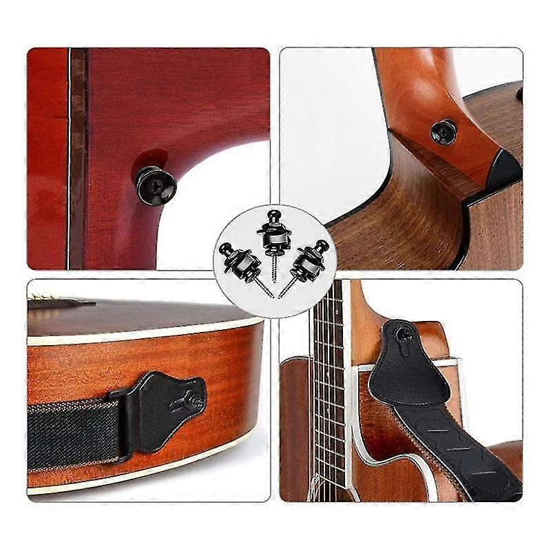 12 st metall gitarrremsknappar lås gitarrremslås och knappar, gitarrremslås set gitarr