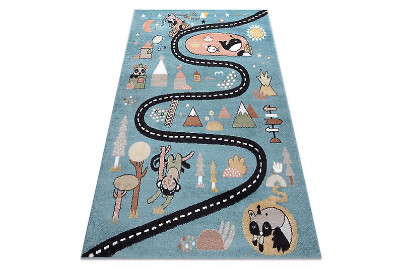 Carpet FUN Route for children, street, animals blue