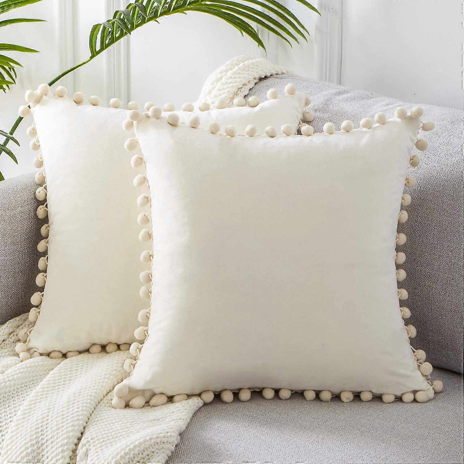 Conjunto de 2 Beijos com Pompons Sofá Travesseiro Irmão 45X45