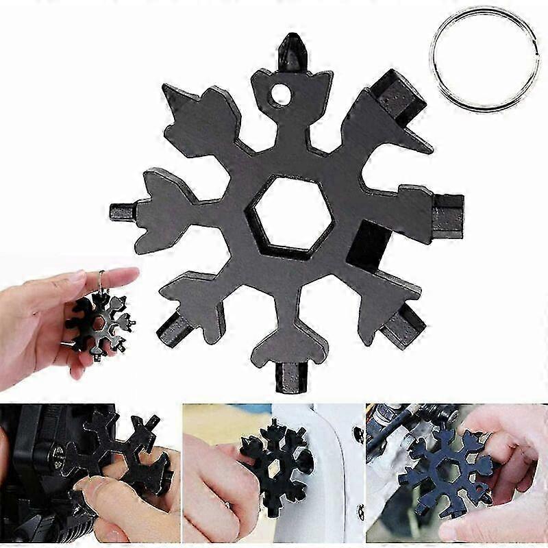 Snowflake Multi-Tool 18-in-1 Flat Cross Screwdriver Kit Function Bottle Opener/Wrench,Black