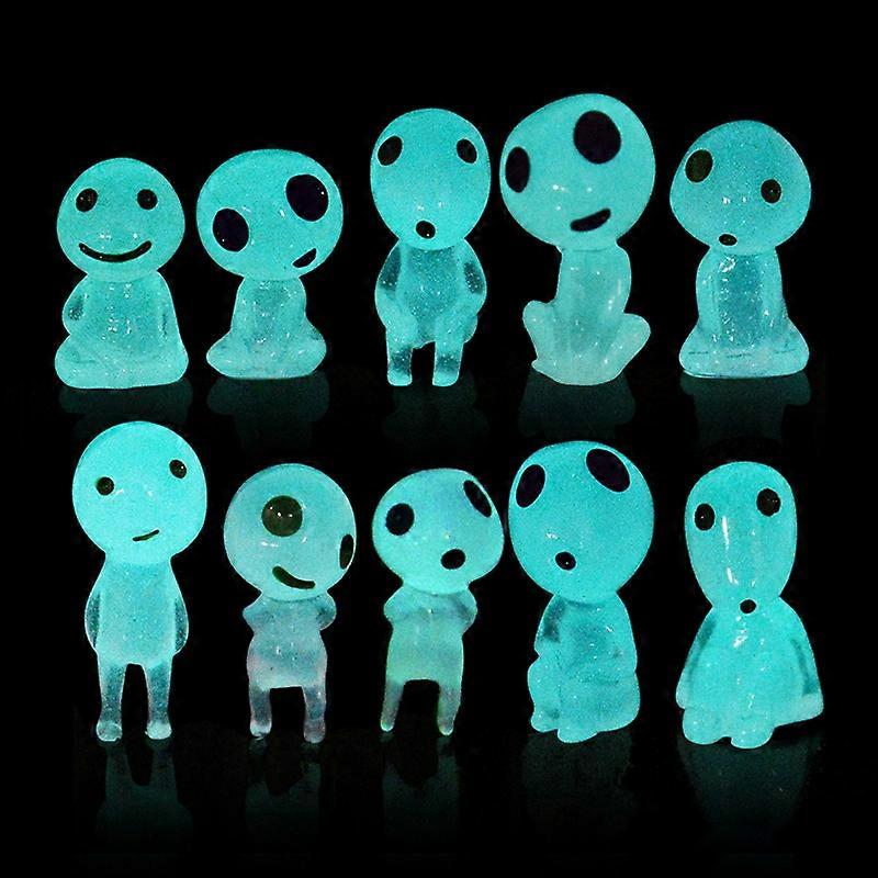 5/10stk lysende træ elf mikro landskab figur ornament udendørs glød i mørket miniature statue