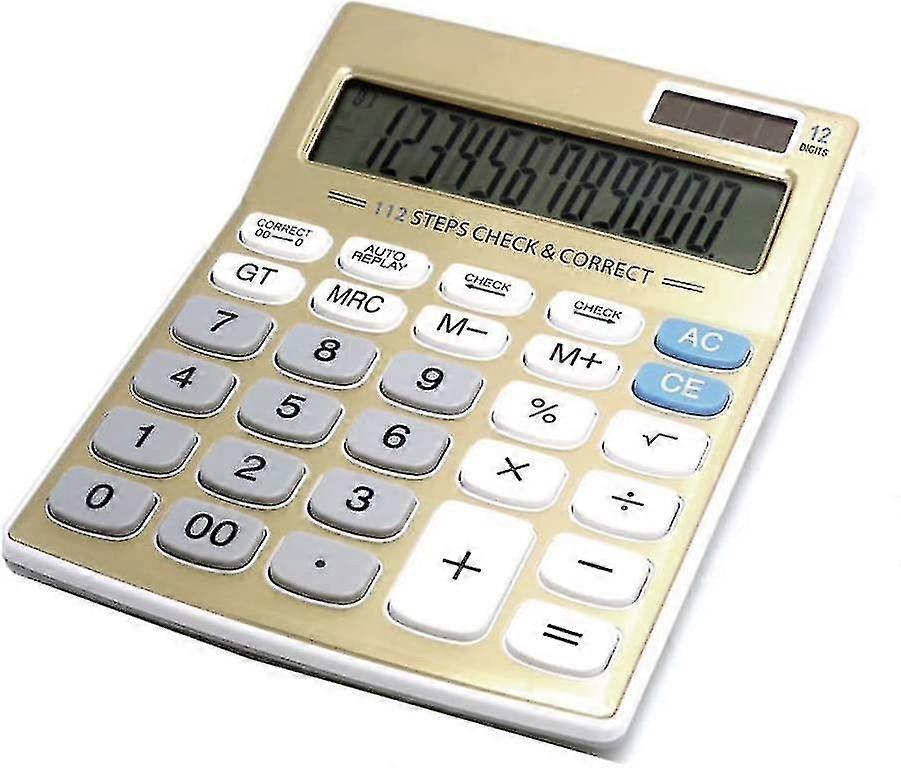 Standard Function Desktop Calculator, Solar Battery Dual Power With 12 Digit Large Lcd Display Basic Calculating Machine For Office/home Elegant Desig
