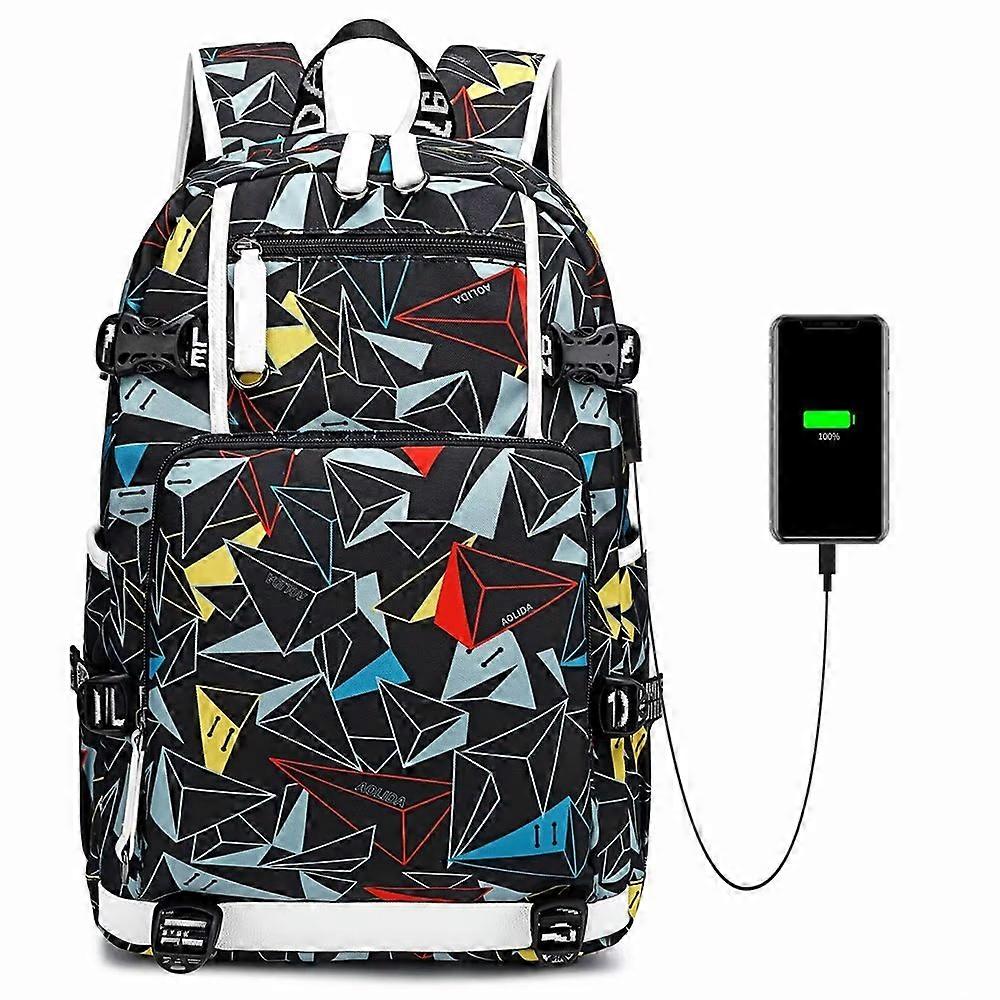 Men's Backpack Shoulder Bag Student Schoolbag Boys Printed Computer Bag Travelling