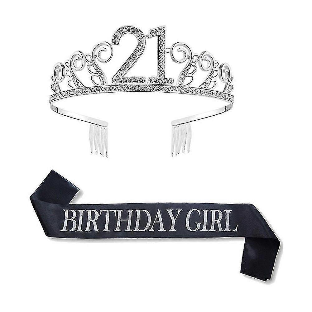 Geburtstags-Tiara-Krone mit Schultergurt-Set für Geburtstagsparty-Zubehör