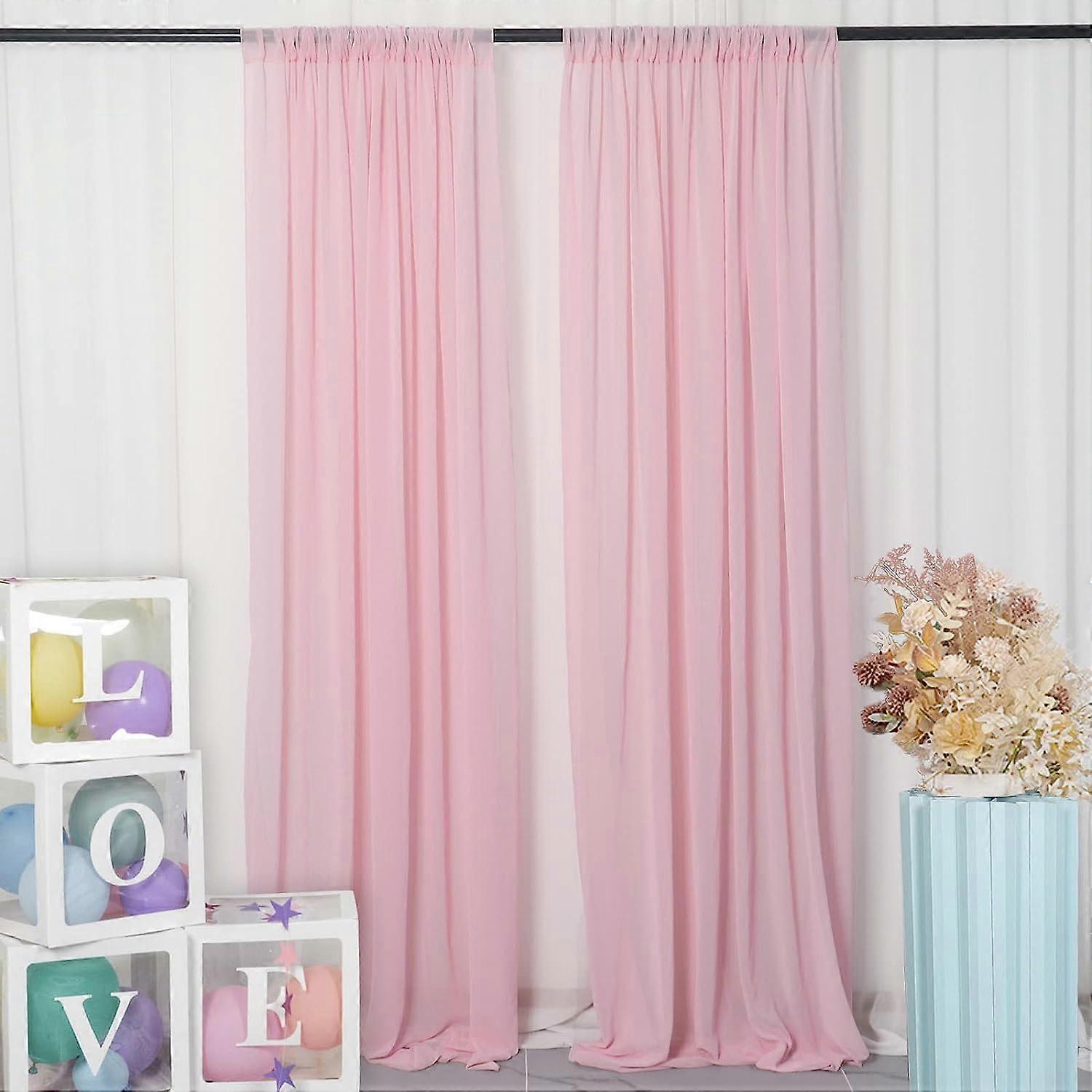 2 Panels 0.7*3m Pink Chiffon Backdrop Curtain for Wedding Wedding Decoration