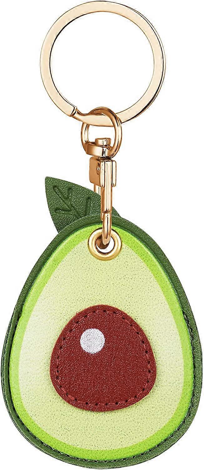 Airtag Keychain, Cute PU Cases for Apple AirTag, Portable Key Finder for Kids Pets Keys, [Access Control Key Holder] (Airtag Not Included) (Avocado)