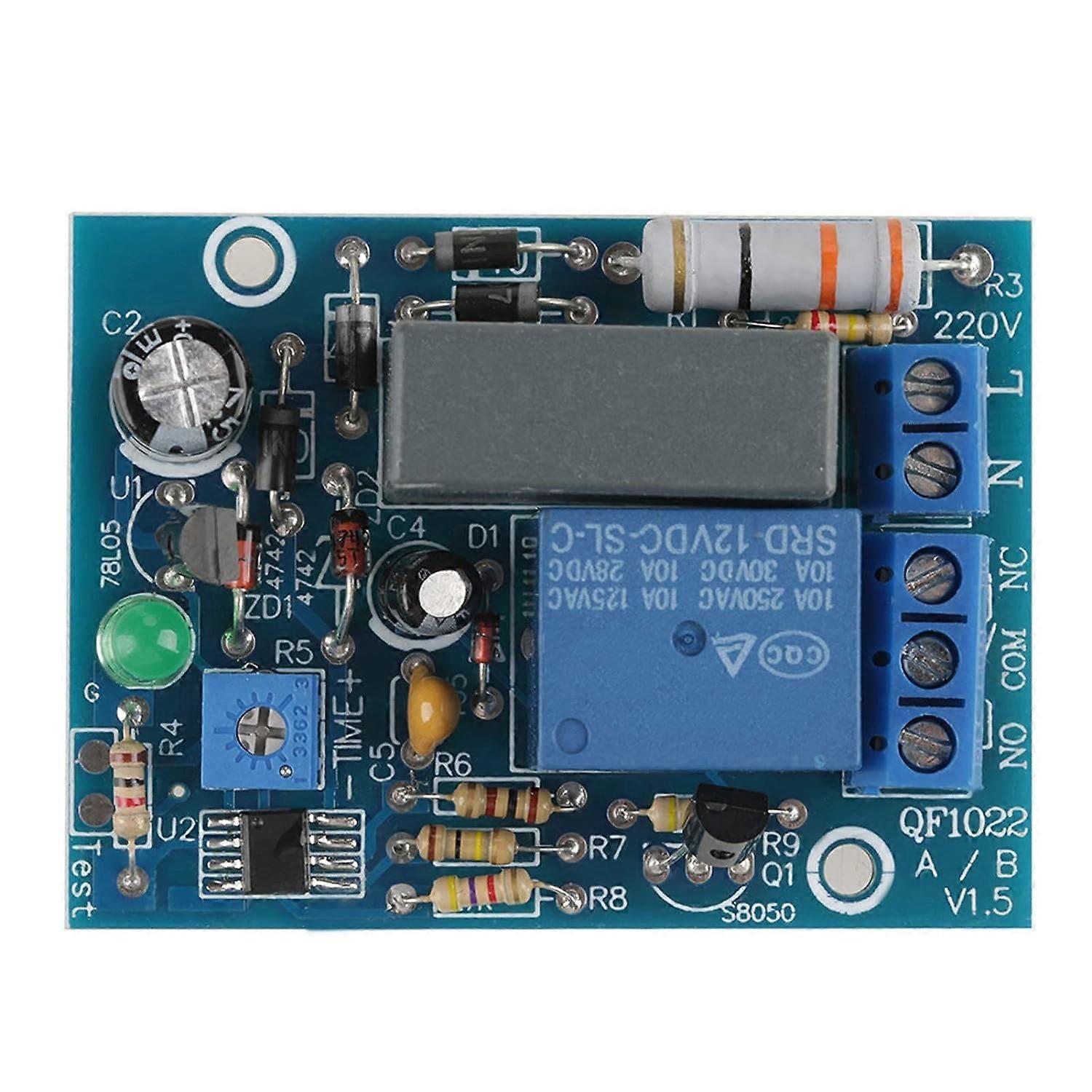 220VAC Adjustable Timer Delay Turn Off Switch Time Relay Module Load 10A250VAC/10A30VDC for Household Electrical Appliances(0-100minutes self-closing)