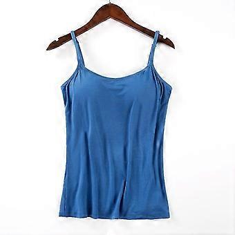 Women Padded Soft Casual Bra Tank Top Women Spaghetti Cami Top Vest Female Camisole With Built In Br