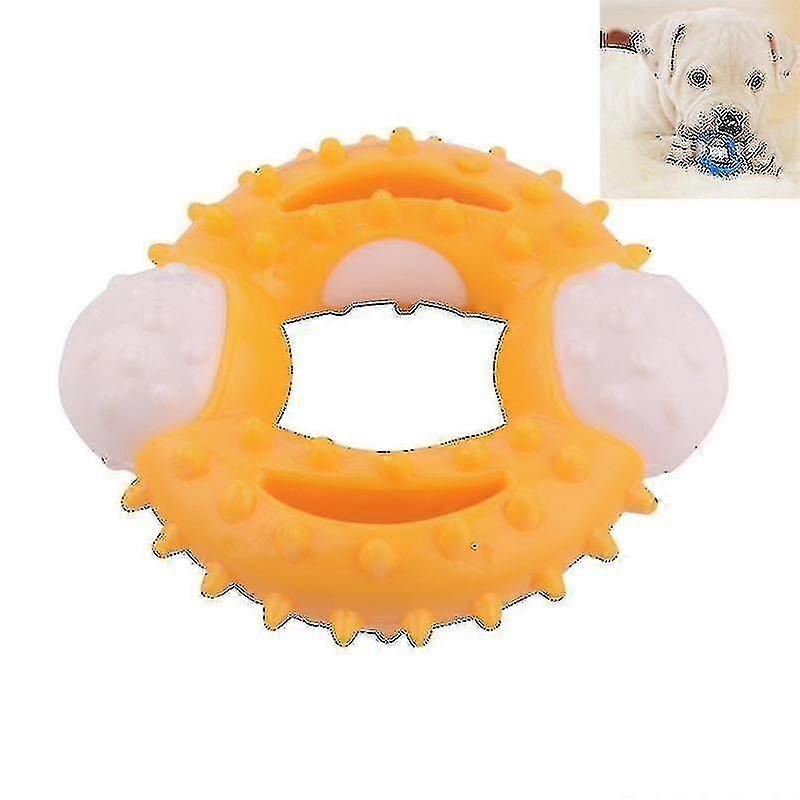 Pet Dog Ball Chew Pet Puppy Teething Clean Bite Toy Funny Interactive Durable Training Ball(yellow)