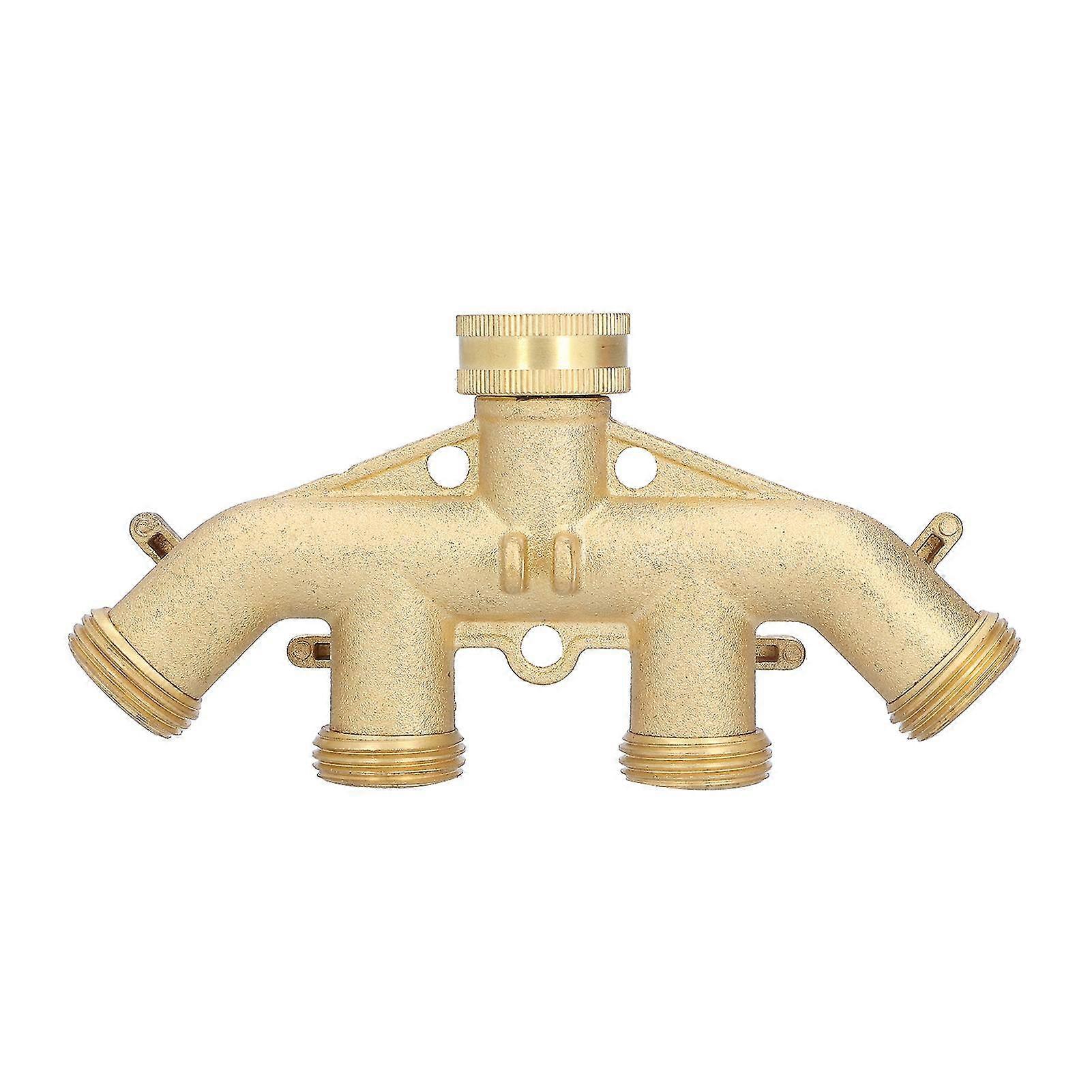 G3/4 4 Way Hose Splitter Brass Garden Hose Faucet Adapter Joint Connector Irrigation Accessory 1