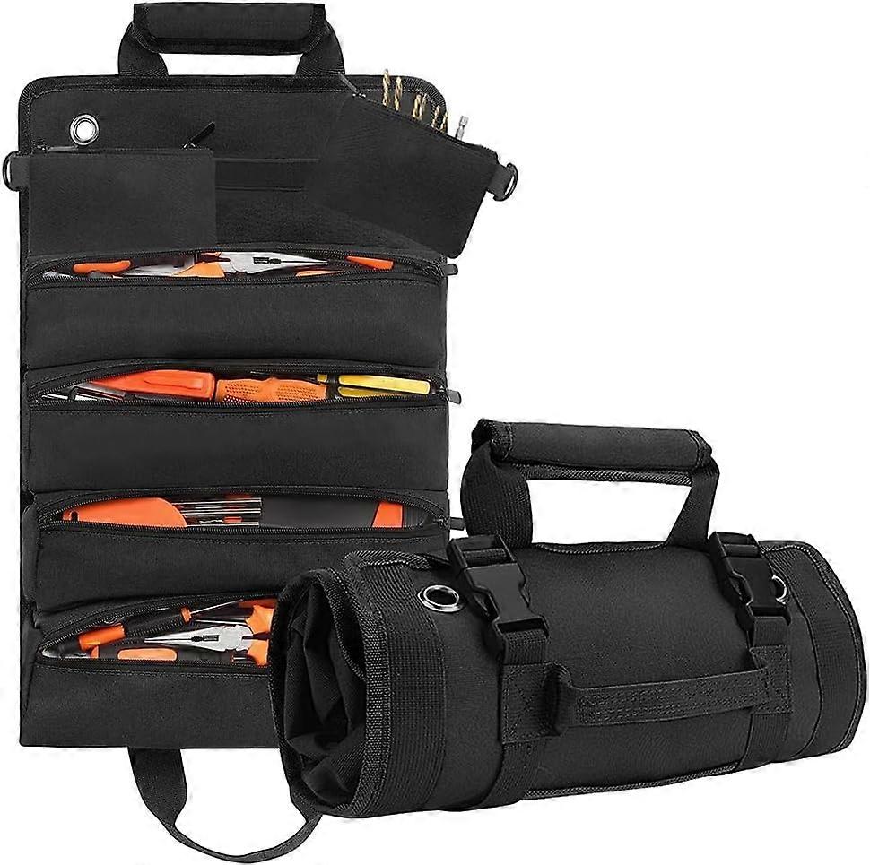 2-piece set Roll Up Tool Bags, Portable Tool Roll Organisers,Wrench Roll Up Pouch, Multi-Purpose Tool Storage With 6 Pockets, Emergency Tool Bag in Ca