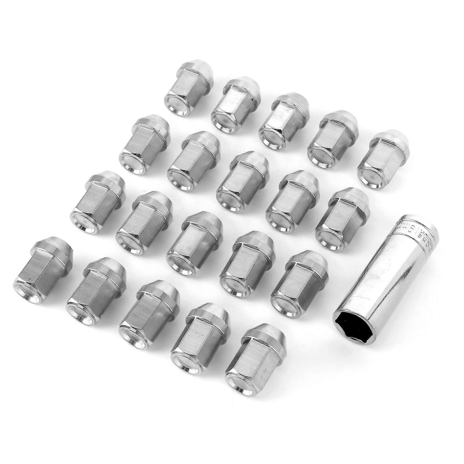 Stainless Steel Lug Nuts M12x1.25 Thread 20Pcs Set Universal Wheel Nuts