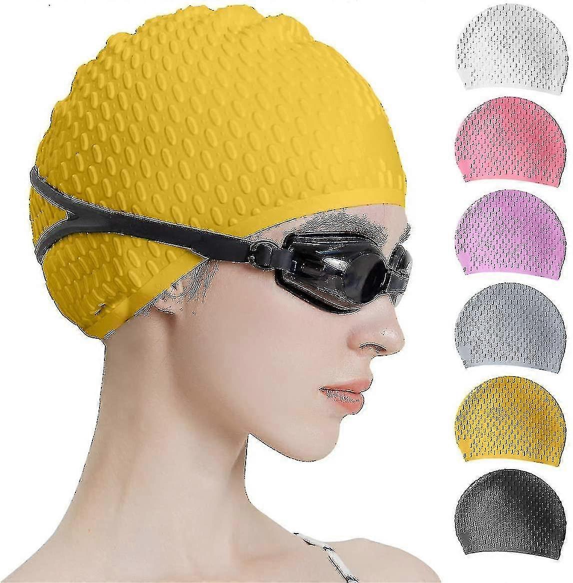 Silicone Swim Cap,comfortable Bathing Cap Ideal For Curly Short Medium