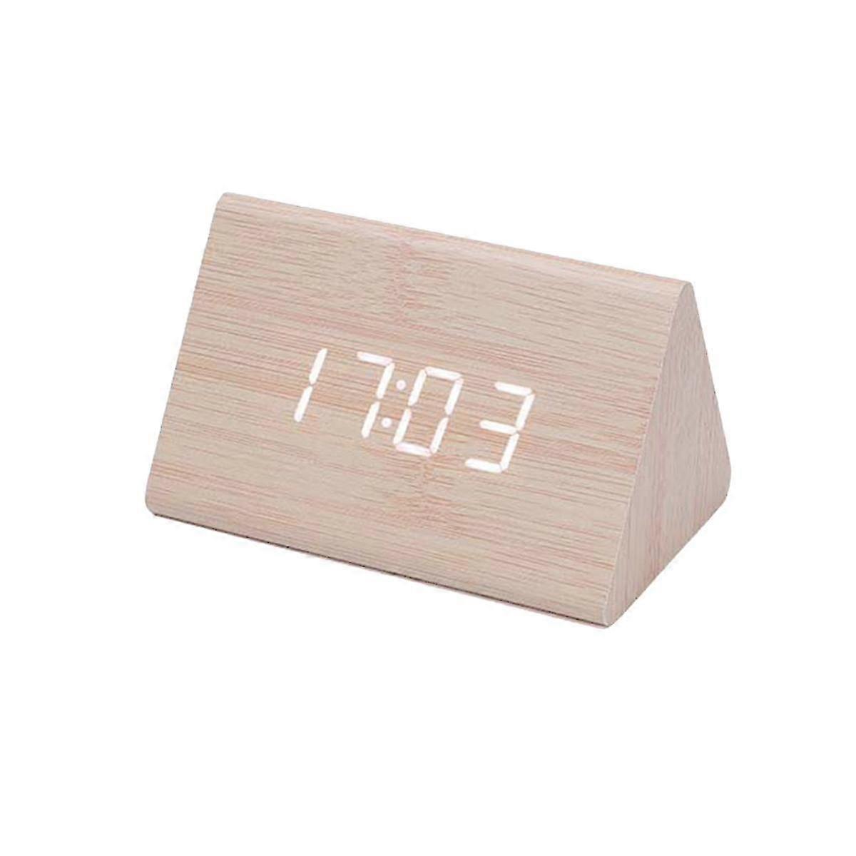 Digital Clock Led Wooden Alarm Clock Table Sound Control Electronic Clocks Desktop Home Table Decor Light Wood