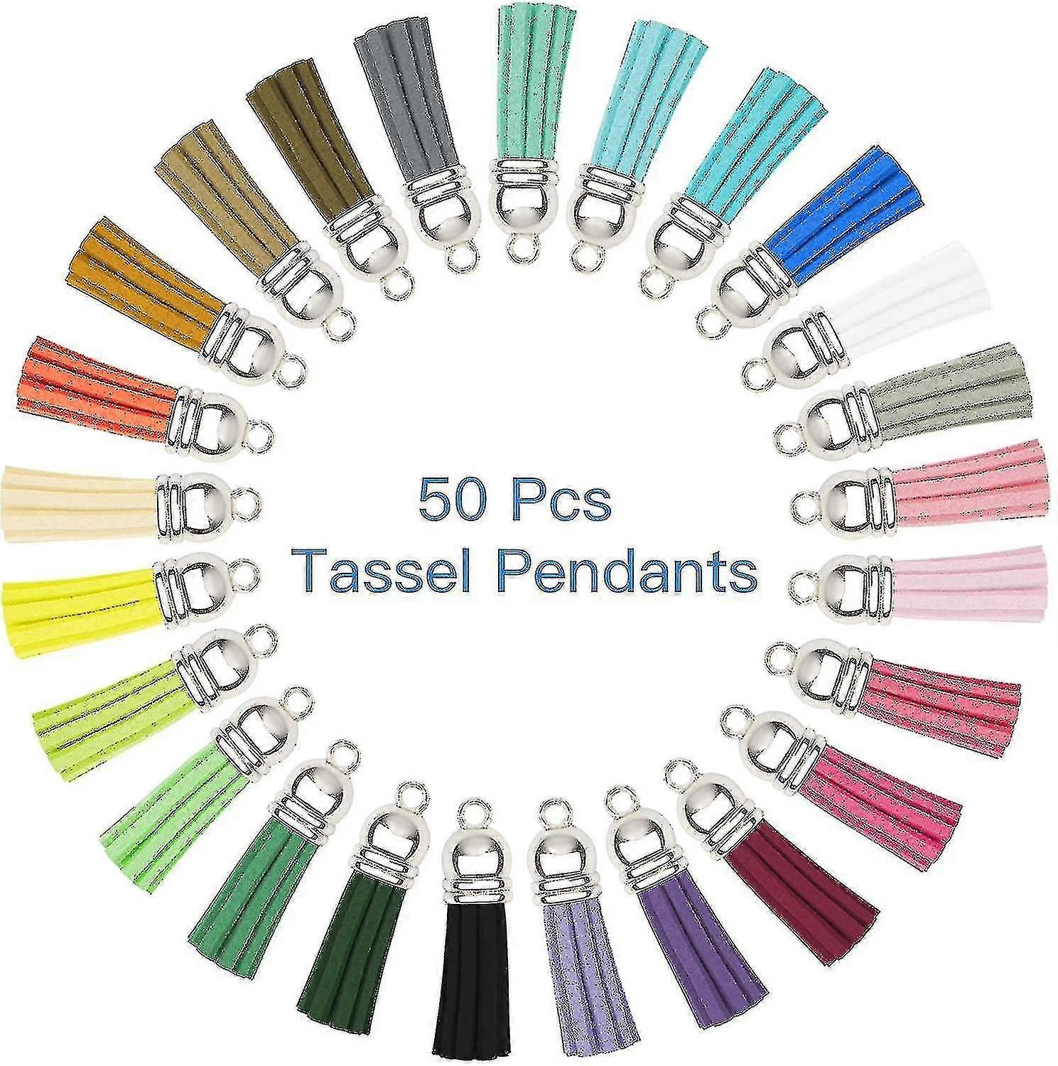 150 κοσμήματα από ανοξείδωτο χάλυβα ενωμένα με 50 γάντζους κλειδιών, 50 δαχτυλίδι μπρελόκ και 50 φούντα-jkshd