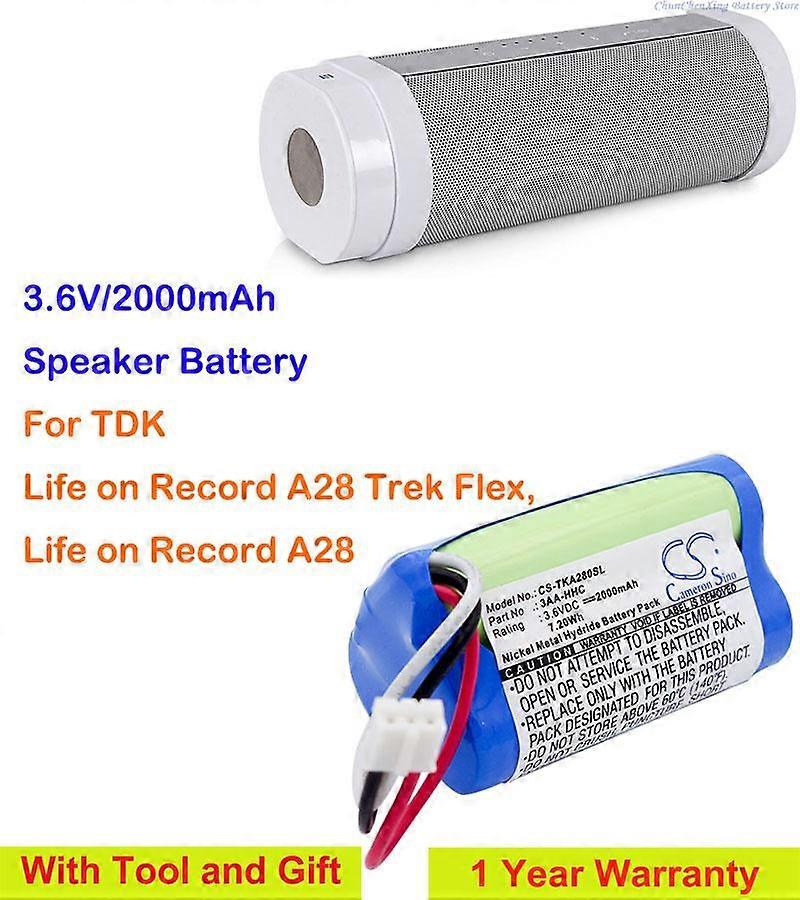 Bateria głośnika 2000 mAh 3AA-HHC do TDK Life on Record A28, Life on Record A28 Trek Flex