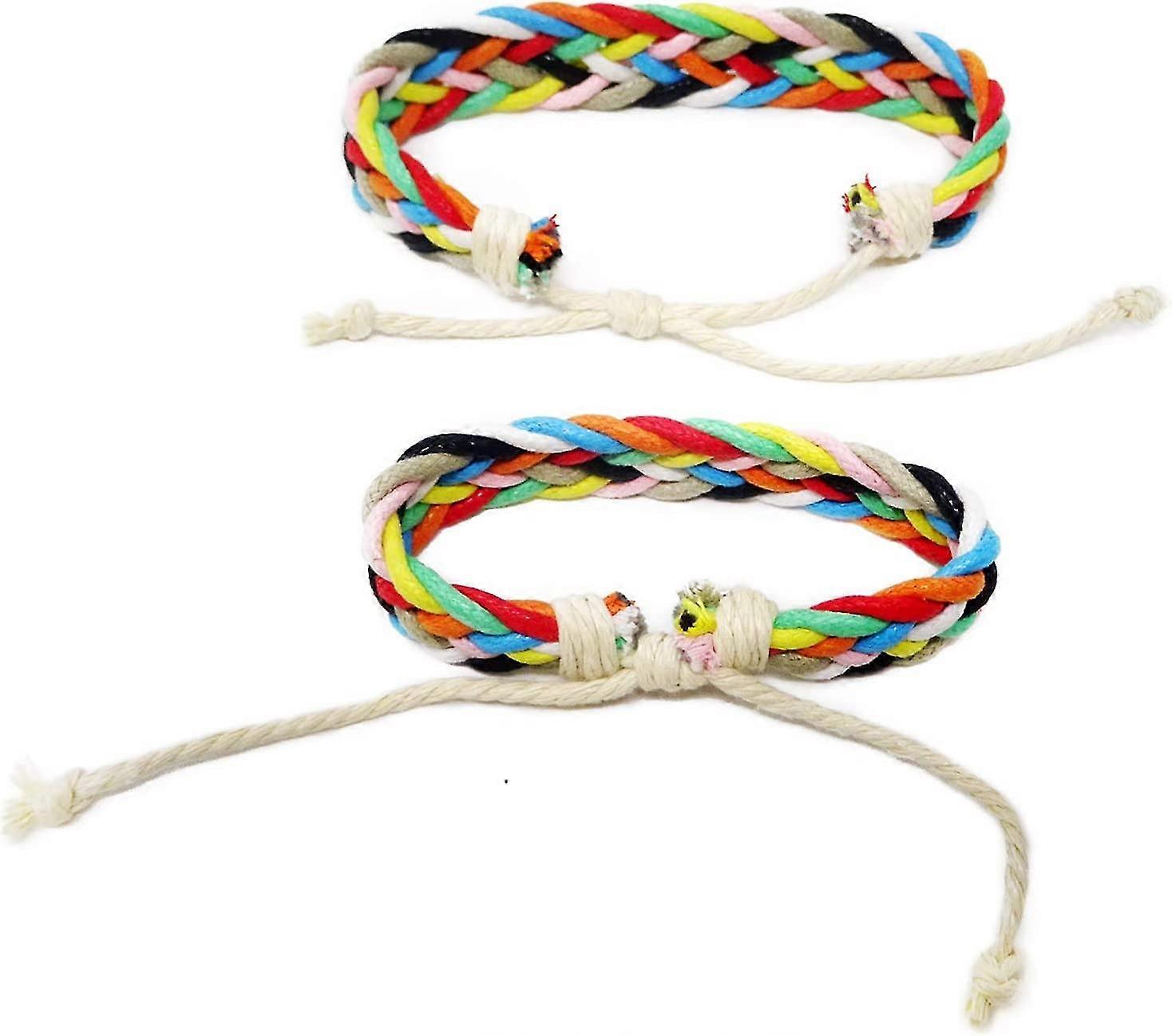 2PCS Handmade Adjustable Colorful Friendship Braided Bracelets String Bracelets - ya01