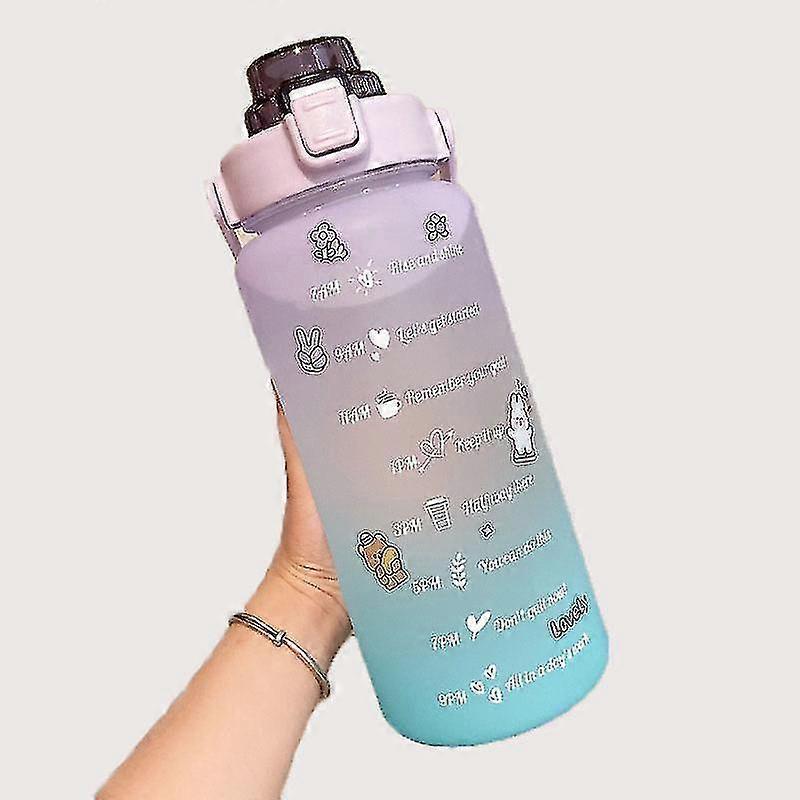 Sports Water Bottle Leak Proof, Drinking Water Bottle With Marker Straw To Stickers Fitness And Outdoor Enthusiasts