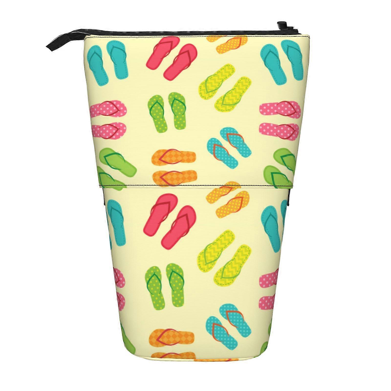 ملونة الصيف الوجه يتخبط مقلمة الوقوف حقيبة قلم رصاص تلسكوبي مقلمة مع سحاب حقيبة ماكياج محمولة 2