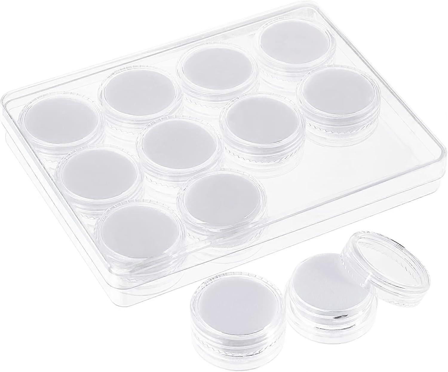 Diamond Gemstone Display Box Plastic Jewelry Display Box 12 Pcs Column Show Container with Foam Mat and Rectangle External Packing Box for Bare Stone