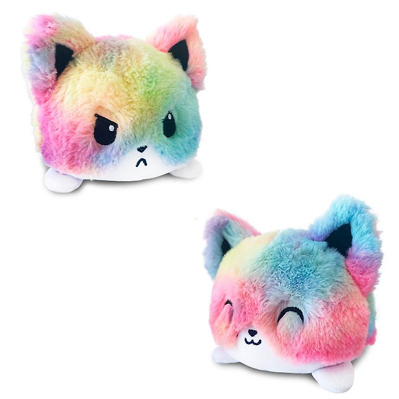 Double Sided Colorful Cat Shaped Stuffed Toy