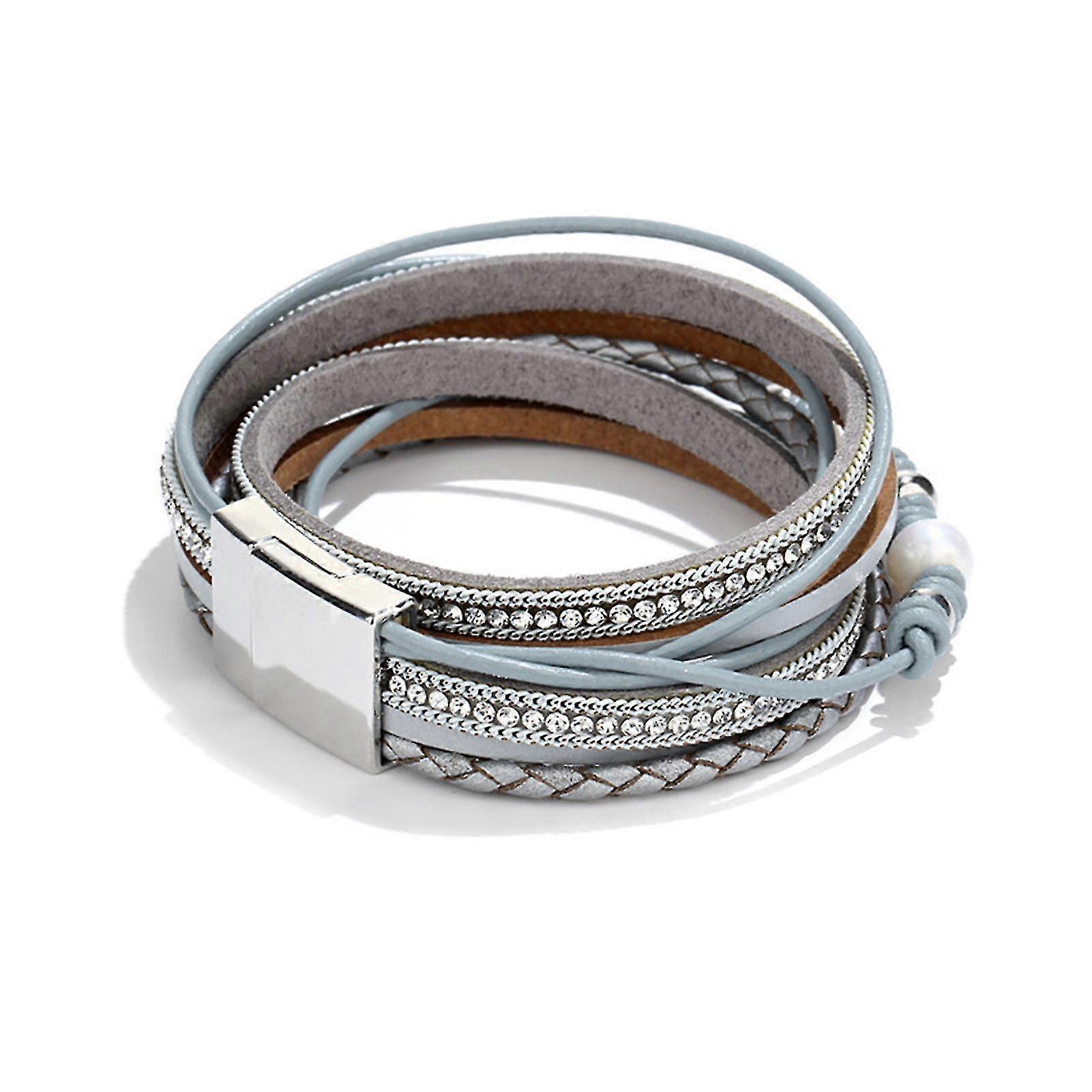 Multilayer Design Pu Leather Bracelet Para Mujer