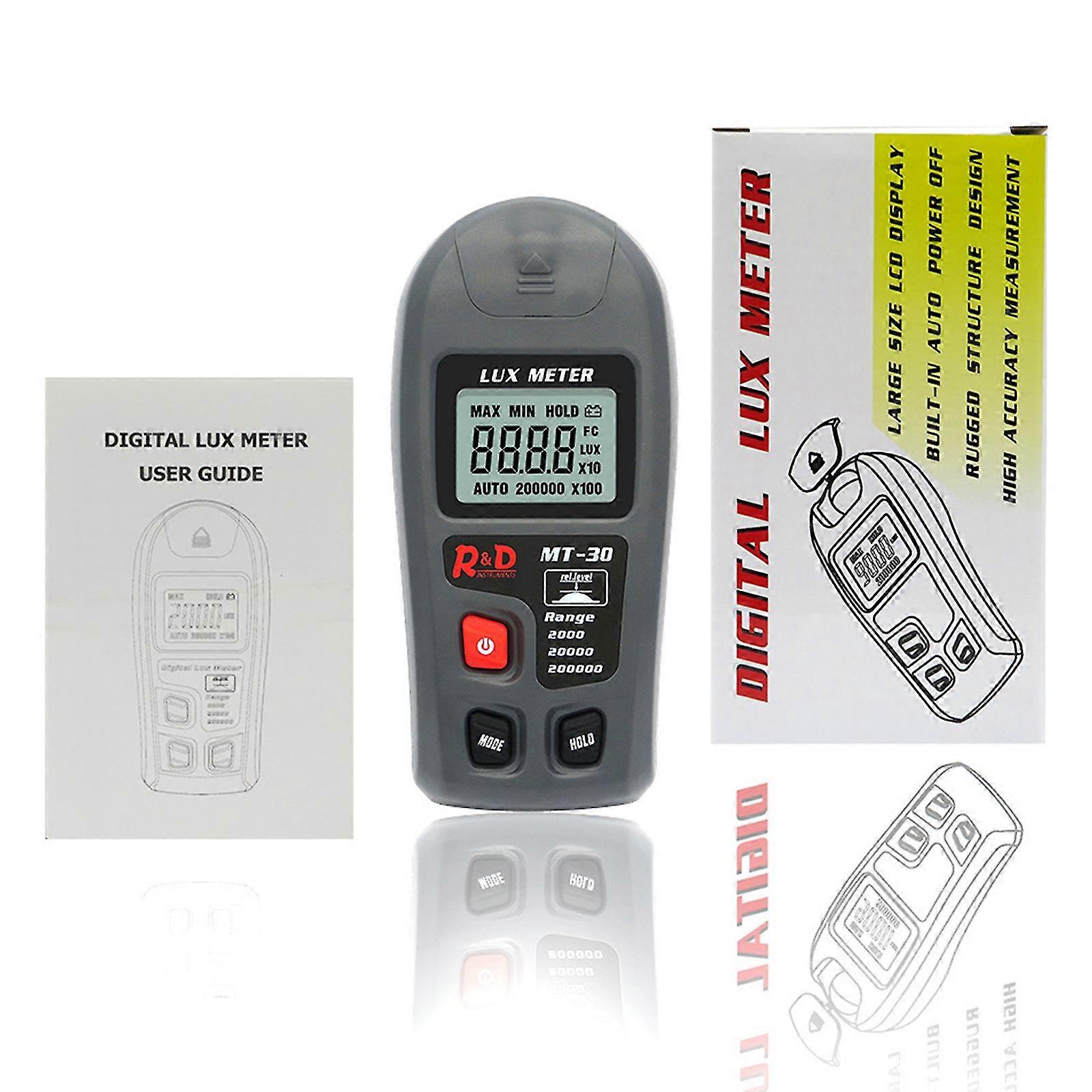 Mt30 Lux Meter 0~200,000lux Range Light Meter Pocket Design Illuminometer Lux