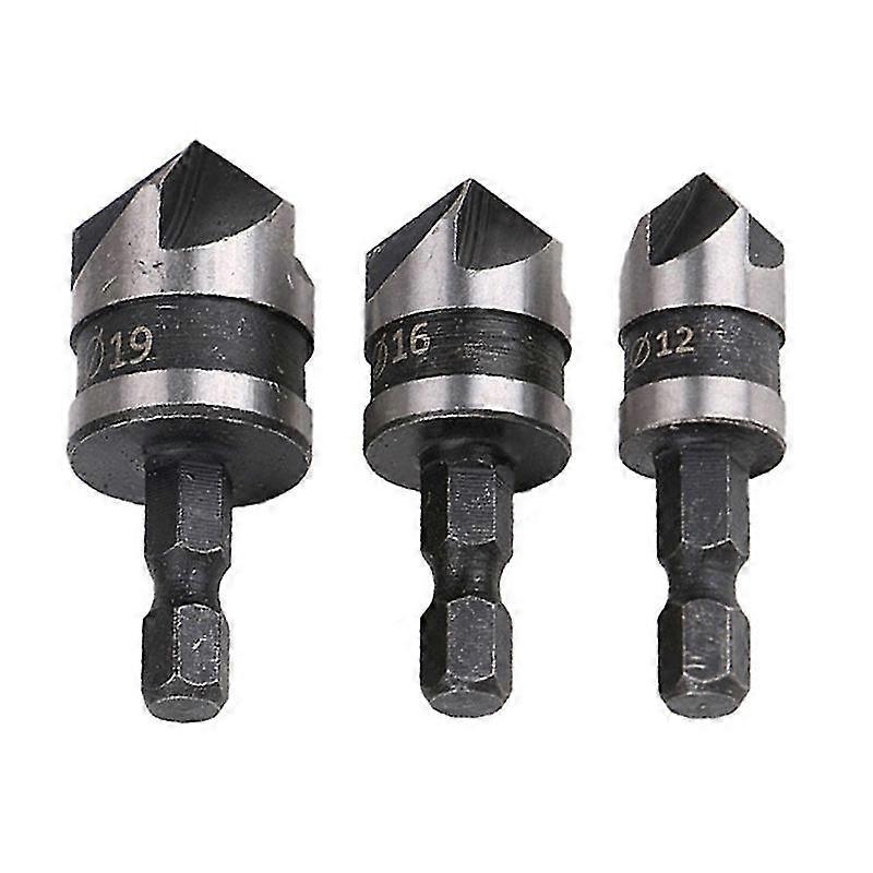 3pcs 90 Degree 5 Flute Chamfer Cutters