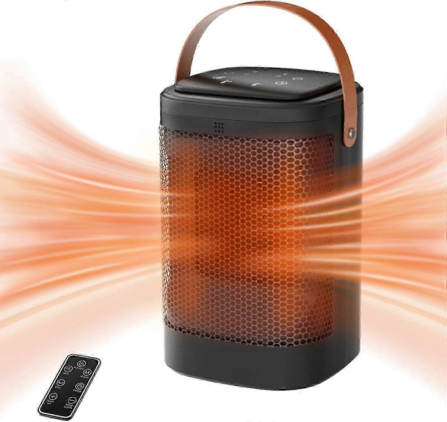 2024 Fan Heater, Quiet Small Heater 750/1500W PTC Ceramic Fast and Safe Heating with Timer Thermostat, Mini Heater for Office Home Desk