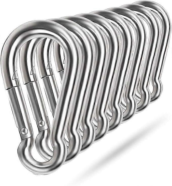 304 Stainless Steel Spring Buckle (8pcs 40mm), Heavy Duty Rope Connector, Small Spring Clip Key Chain Ring Buckle, Suitable for Hammock Swing Set Outd