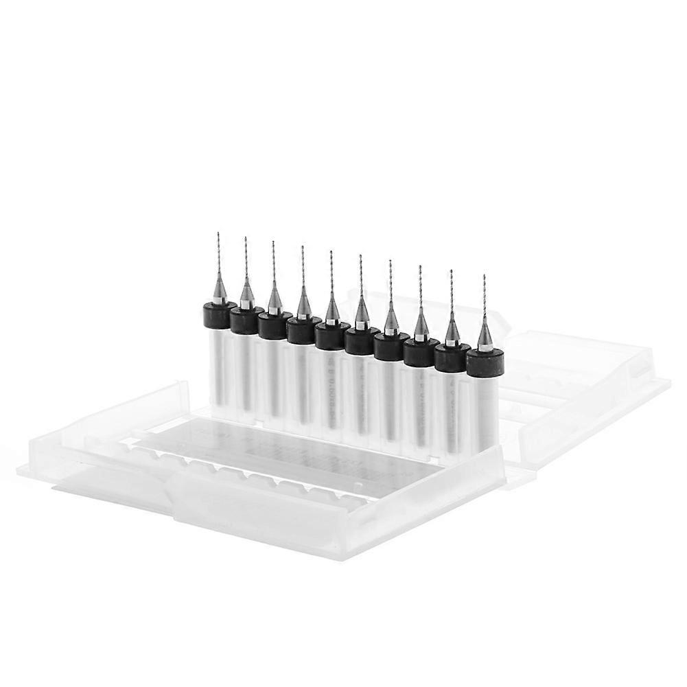 New 10Pc 0.6mm Tip 1/8" Shank Spiral Flute Tungsten Carbide Micro PCB Drill Bits
