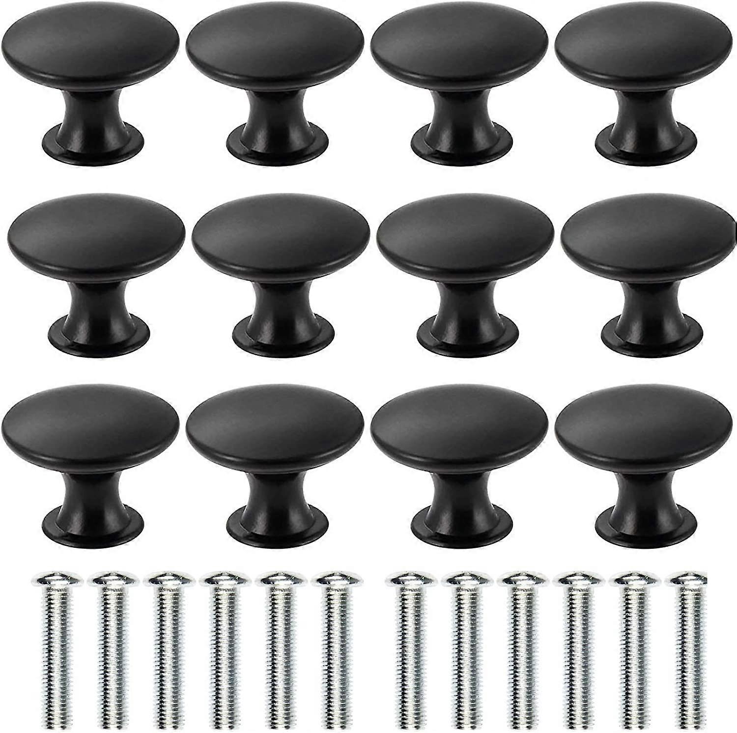 Set of 12 Brass Drawer Knobs Handle,Diameter 30mm,(Black)
