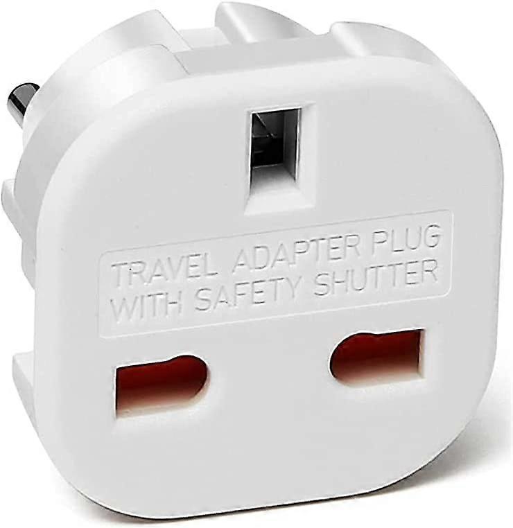 2x UK Plug to EU Plug Adapter Cable (White)