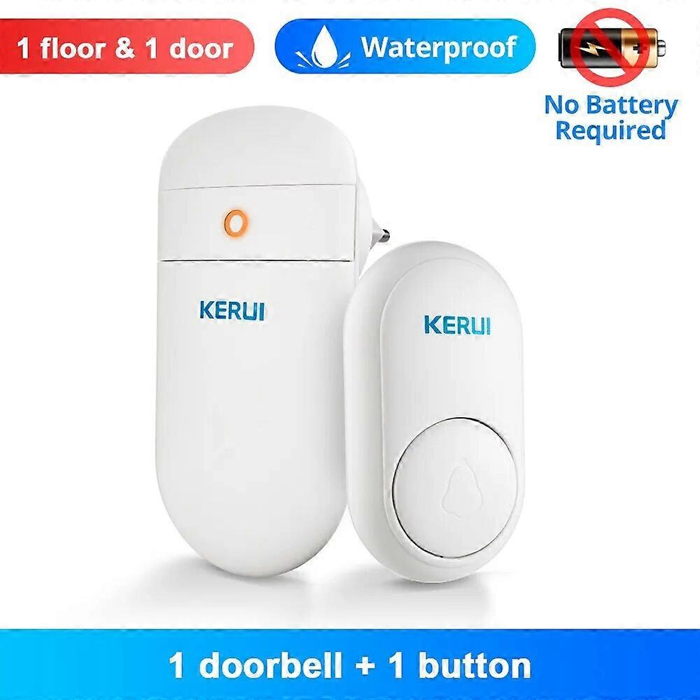 KERUI M518 Wireless Doorbell Self Power Generation 52 Songs Smart Home Security Welcome Chimes Door Bell Mini Button LED Light