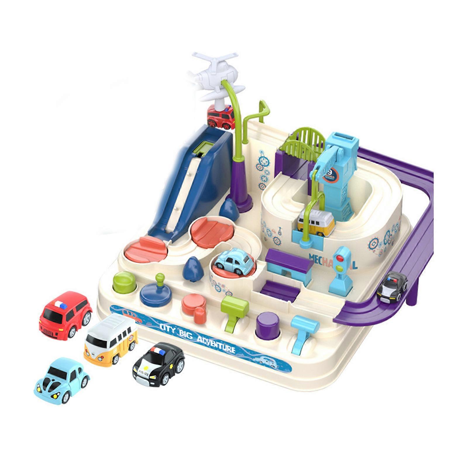 Paras alennusjuna leluautoseikkailu aivopeli 4 autolla Pass Through Lahjat lapsille Pojat Tytöt Koulutuslelut