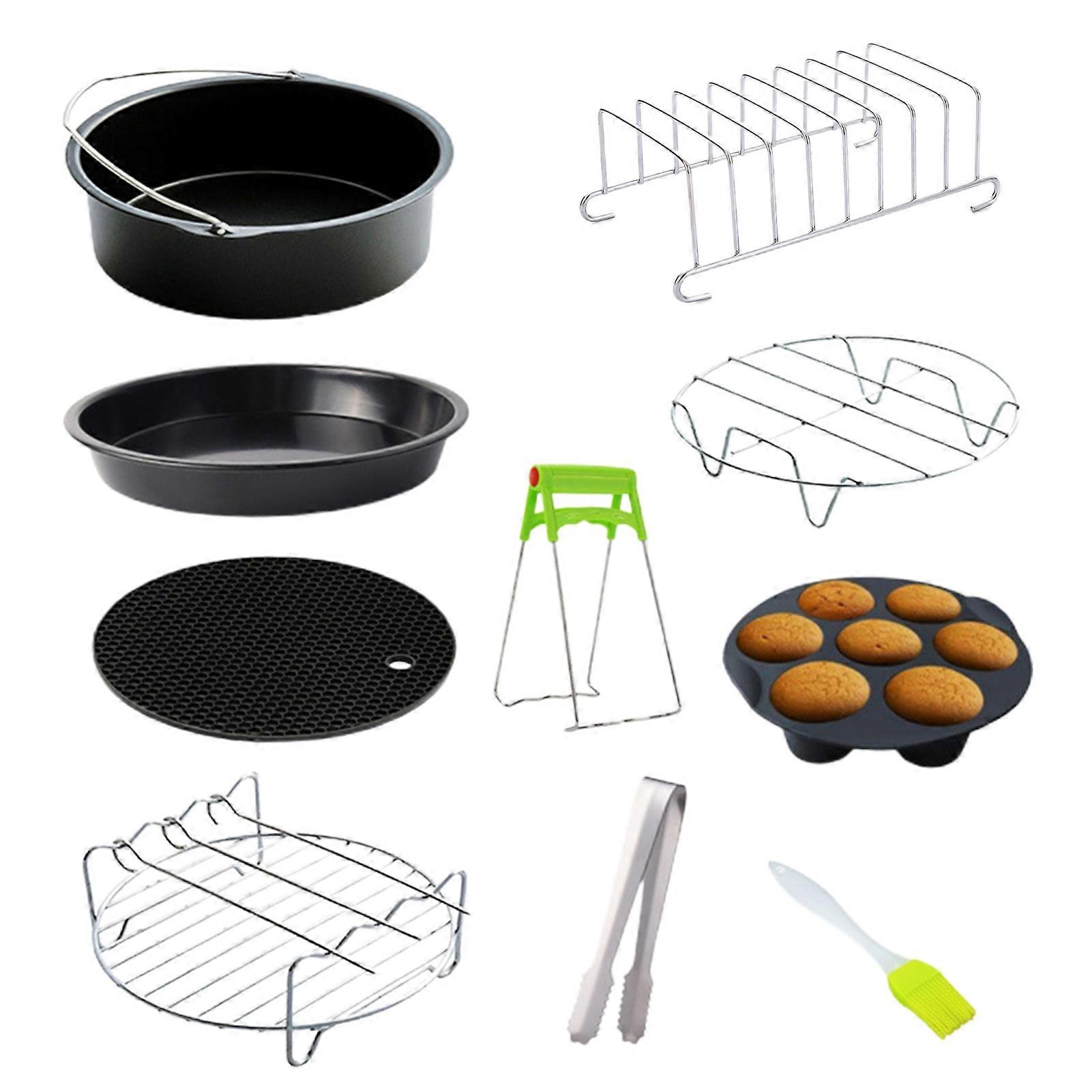 10Pcs/Set Fryer Pot Accessories High Durability Rust-proof Non-Stick Wide Application Clean Easily Labor-saving Carbon Steel Bread Basket Grilling Rac