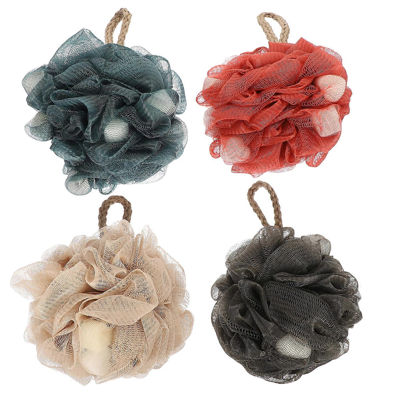 4 stk badekar svamper dusj bad kropp scrubber bad scrunchies kroppsvask dusj puff mesh puff