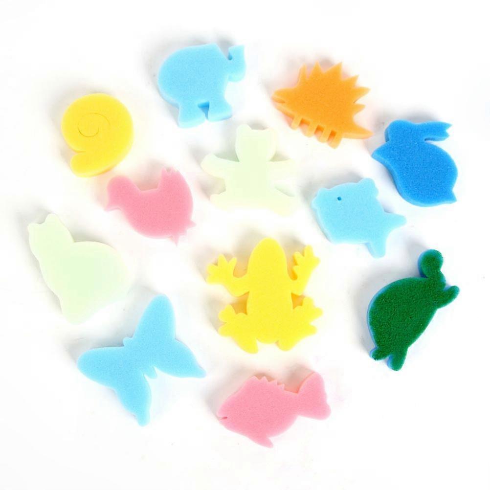 Set of 24pcs Colorful Different Shaped Painting Sponge DIY Graffiti Stamp (Random Color)