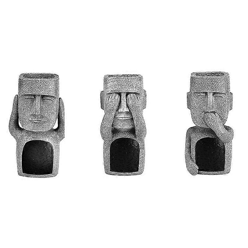 Best See Hear Speak No Evil Garden Easter Island Statues Resin Sculpture Outdoor Decoration Home Vase Figurine Dcor