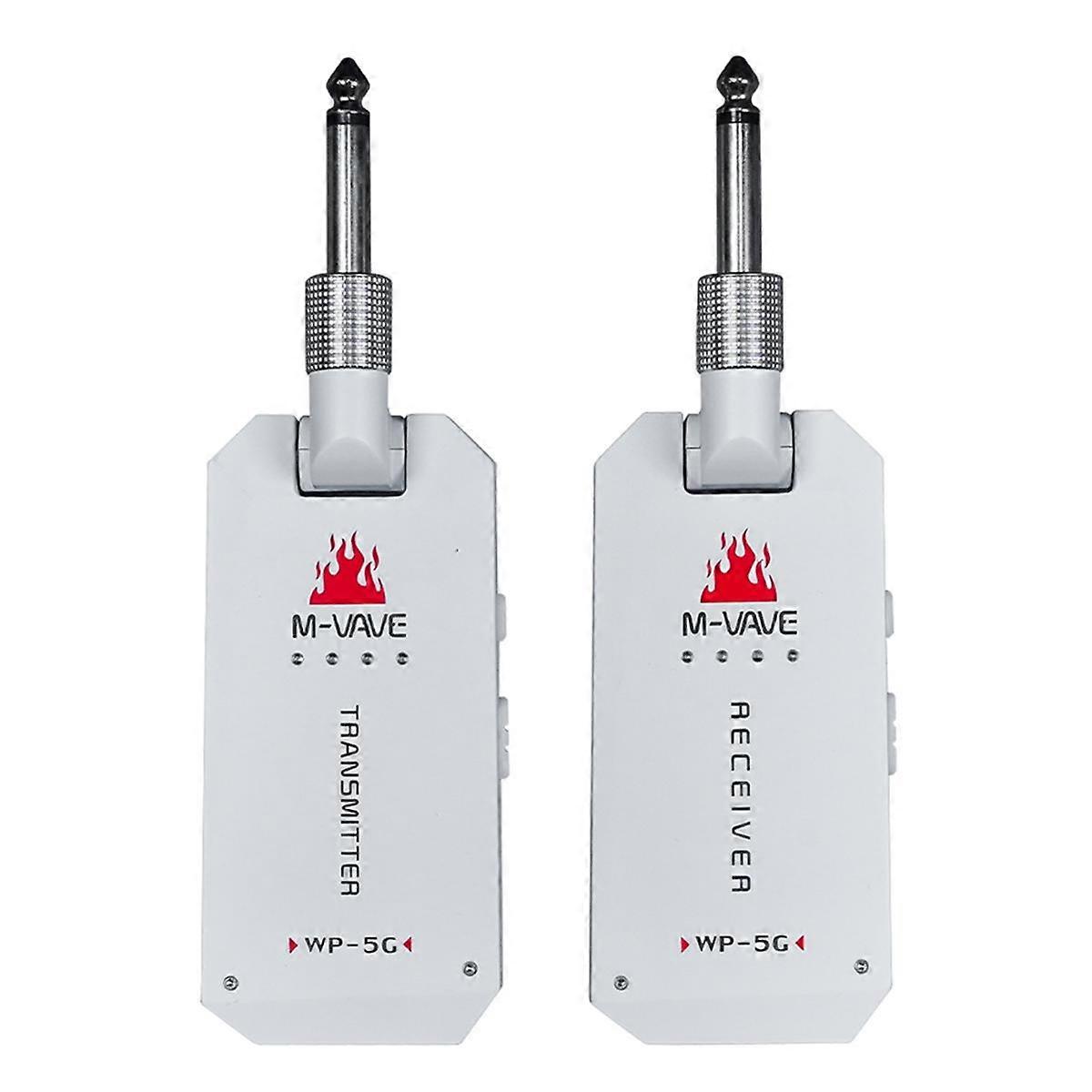 5.8G Wireless Guitar System -5G Rechargeable Wireless Audio Transmitter Receiver for Guitar Amplifier Accessory White