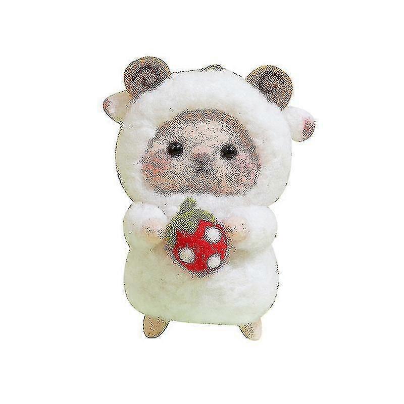 Diy Poke Wool Felts Material Package Funny Cute Animal Pattern Handmadewhite