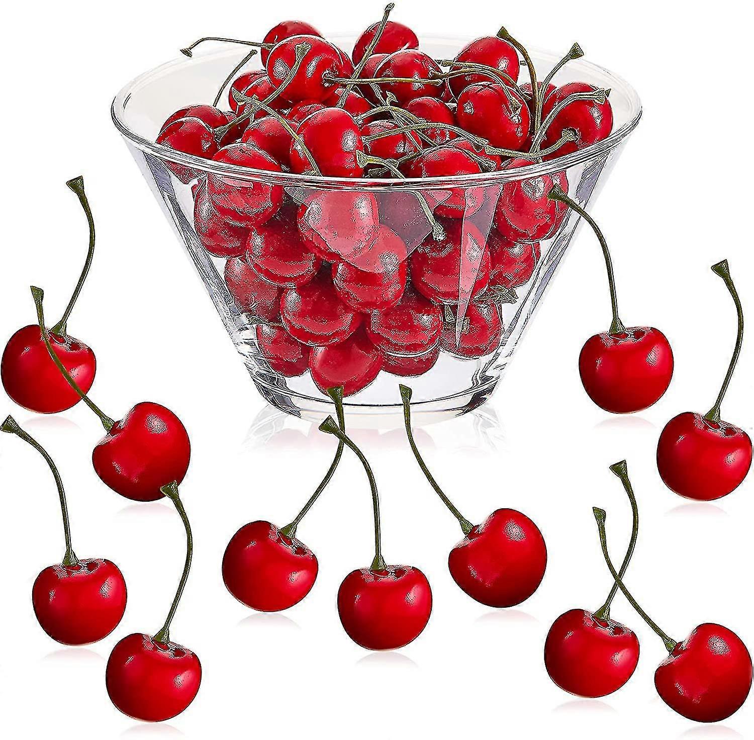 50pcs Artificial Cherry Simulation Cherries Model For Home Decor Photography Prop