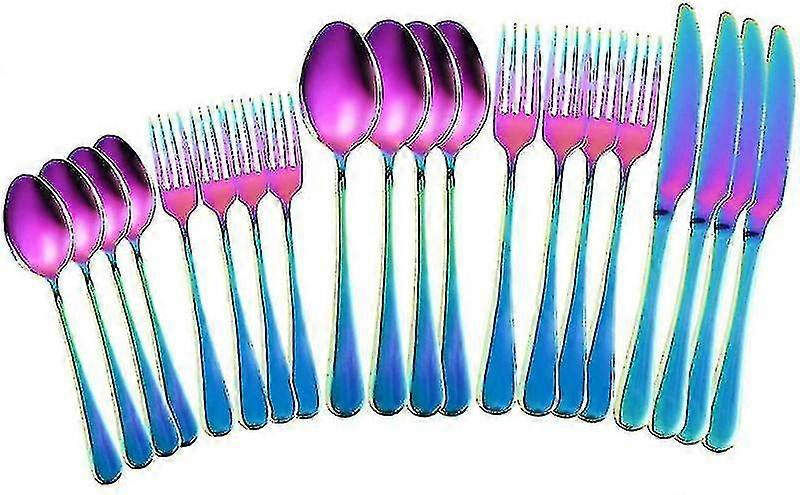 30 Stück Regenbogen Besteck Set, 18/0 Edelstahl Besteck Sets